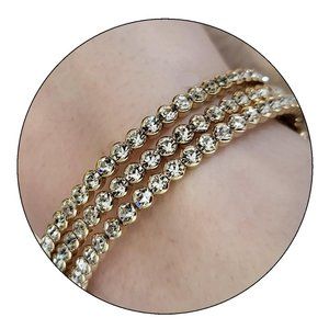 🔴 3️⃣ Pack Swarovski Crystal Gold Slap Bracelet